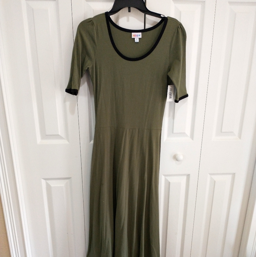 Brand new military green Lularoe Ana maxi dress